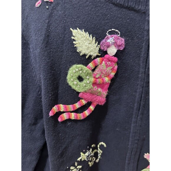 Talbots Womens Angel Full Zip Knit Cardigan Sweater XL Navy Blue Mock Neck - Picture 6 of 12